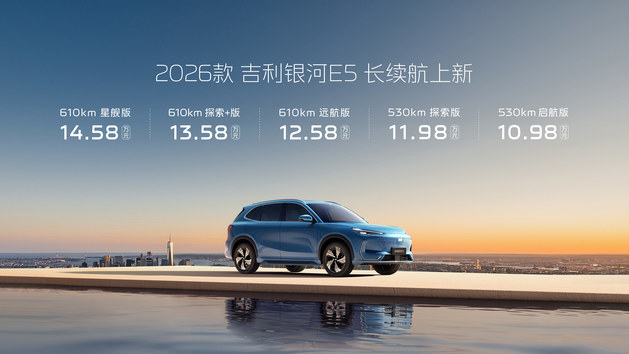 全系新增续航、驾控升级 2026款吉利银河E5加量不加价