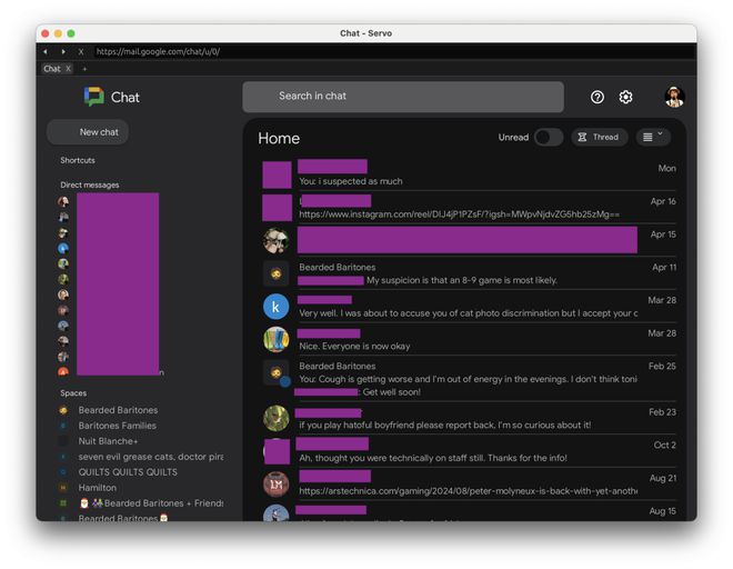 开源浏览器引擎Servo已支持运行Gmail和Google Chat